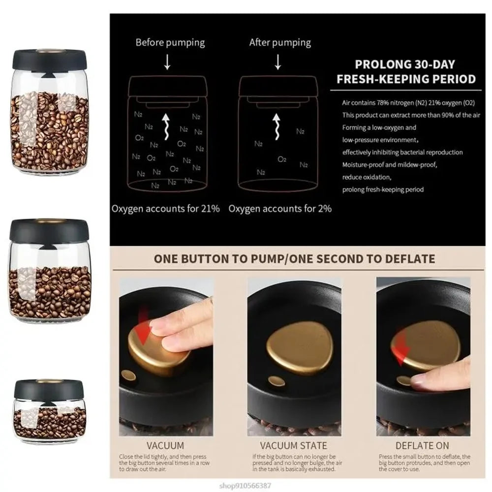 Coffee Bean Storage Container with Airtight Sealable Lid