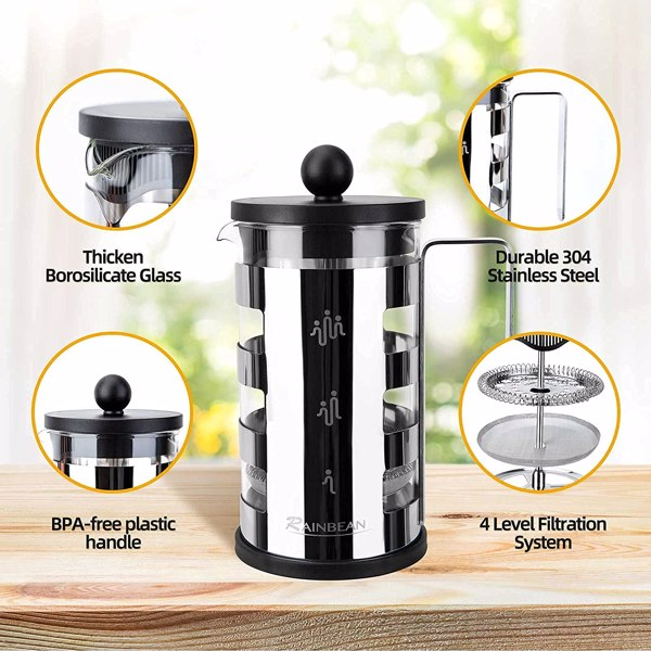 Stainless Steel 600ml French Press Coffee Maker