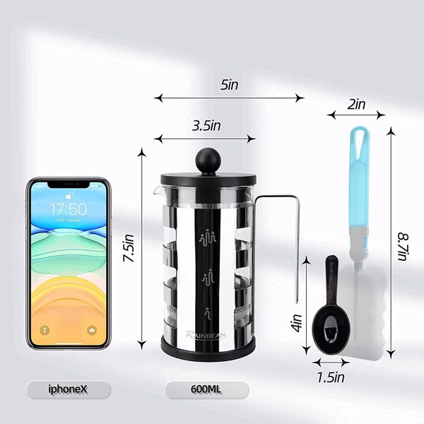 Stainless Steel 600ml French Press Coffee Maker